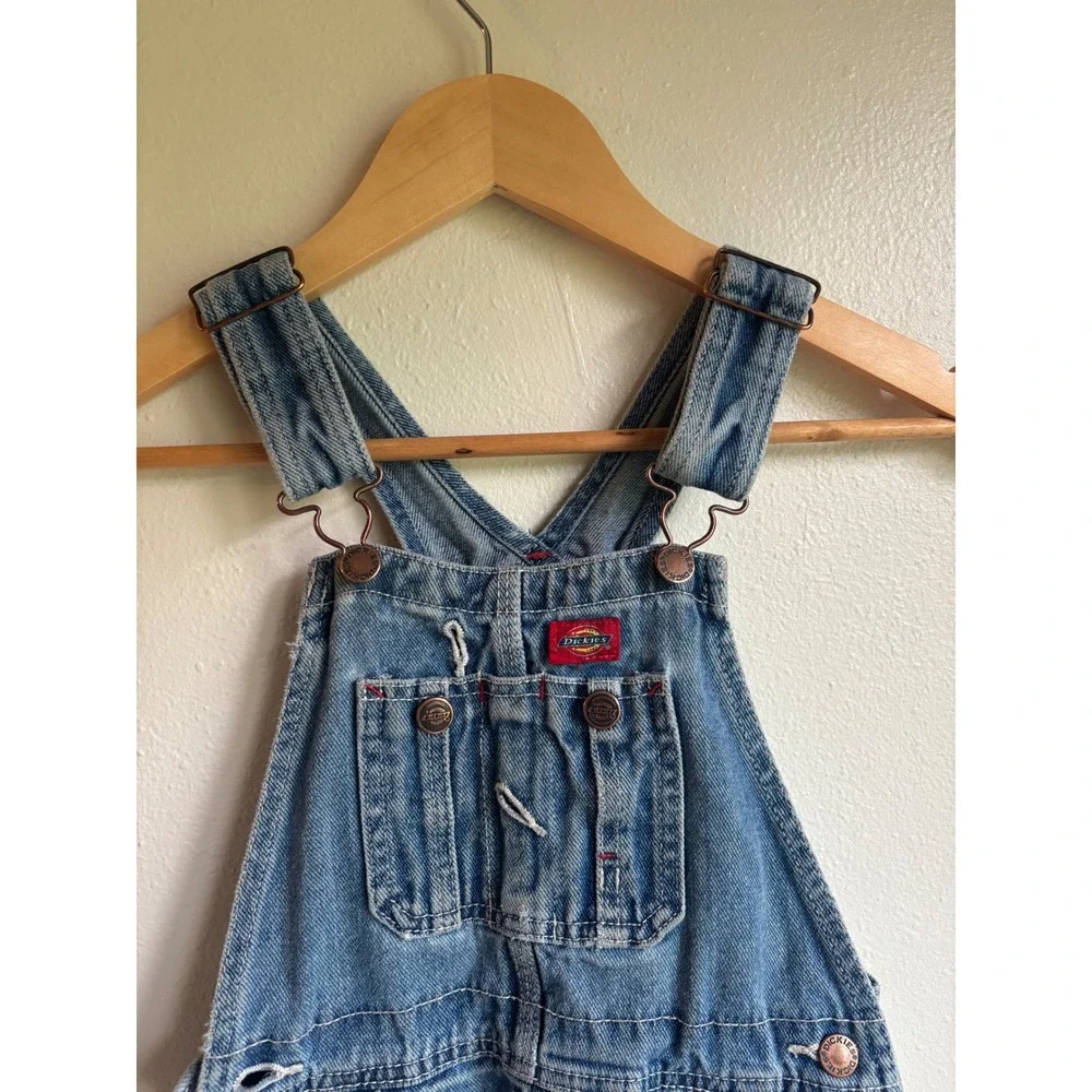 Dickies Kids Blue Denim Carpenter‎ Overalls Medium Wash Size L 7 KBB31025NB